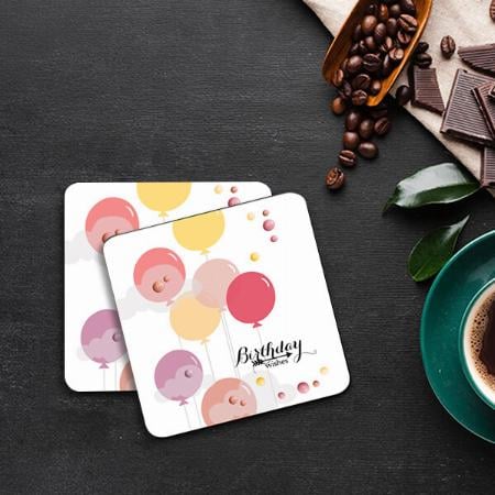 Birthday Balloons and Paint Drops Customized Photo Printed Tea & Coffee Coasters