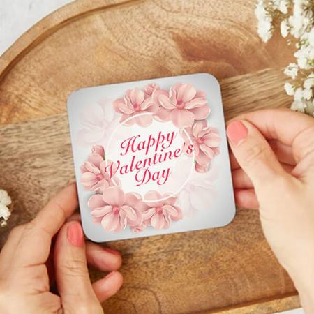 Elegant Valentine's Day Pink Floral Customized Photo Printed Tea & Coffee Coasters