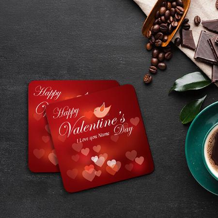 Happy Valentine's Day Bird And Heart Pattern Customized Photo Printed Tea & Coffee Coasters
