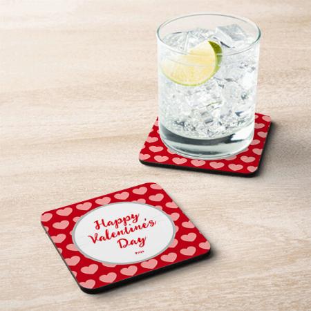 Valentines Day Red Pink Hearts Customized Photo Printed Tea & Coffee Coasters