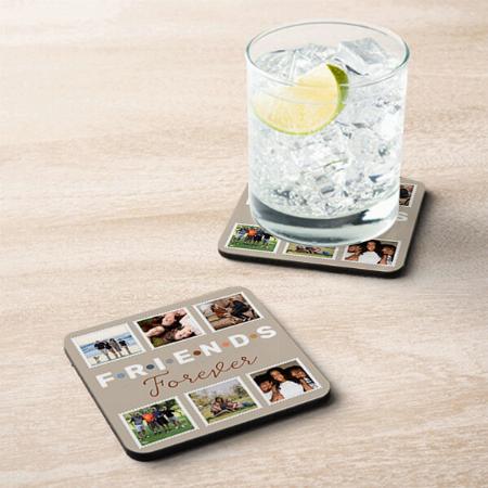 Modern Friends Forever Photo Collage Customized Photo Printed Tea & Coffee Coasters