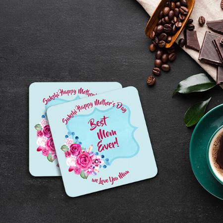 Mothers Day Floral Design Customized Photo Printed Tea & Coffee Coasters