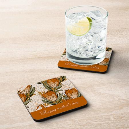 Classy Floral Design Customized Photo Printed Tea & Coffee Coasters