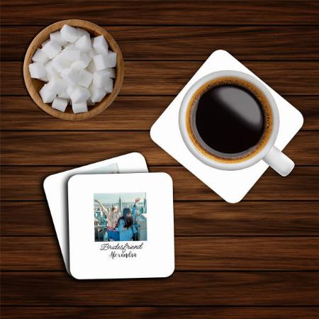 Simple Minimal Name Photo Customized Photo Printed Tea & Coffee Coasters