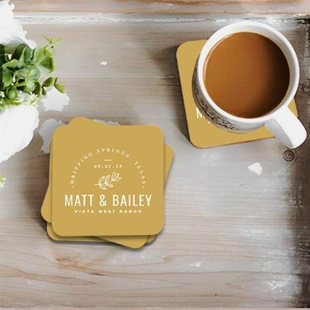 Modern Bloom Wedding Monogram Customized Photo Printed Tea & Coffee Coasters