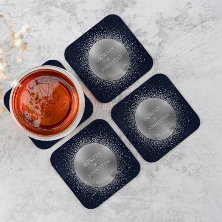 Celestial Midnight Silver Moon Design Customized Photo Printed Tea & Coffee Coasters