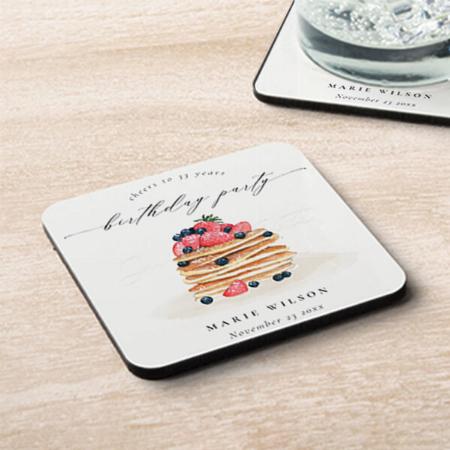 Cute Fruit Pancake Watercolor Design Customized Photo Printed Tea & Coffee Coasters