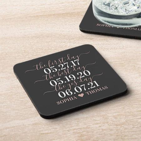 First Day Best Day Yes Day Wedding Date Customized Photo Printed Tea & Coffee Coasters