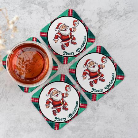 Santa Claus  Merry Christmas Customized Photo Printed Tea & Coffee Coasters