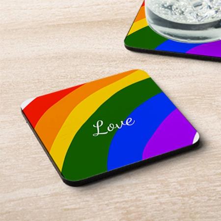 Rainbow Color Monogram Customized Photo Printed Tea & Coffee Coasters