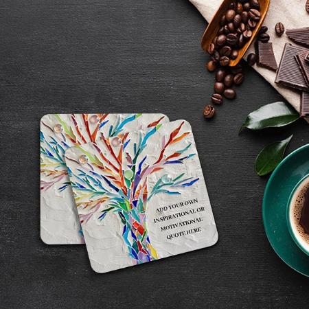 Colorful Tree Design Customized Photo Printed Tea & Coffee Coasters