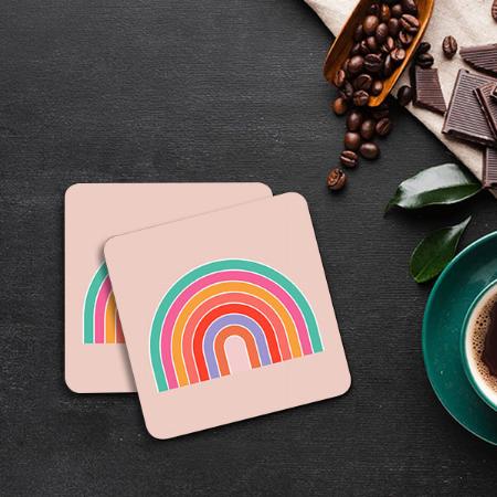 Abstract Retro Colorful Rainbow Customized Photo Printed Tea & Coffee Coasters