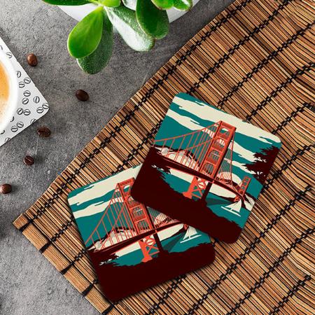 Vintage Style Golden Gate Bridge Customized Photo Printed Tea & Coffee Coasters