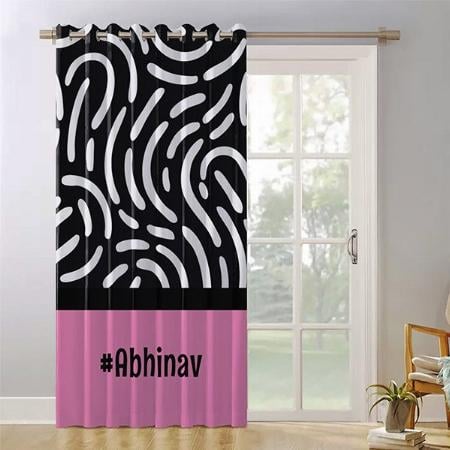 Abstract Pink and Black Pattern Design Customized Photo Printed Curtain