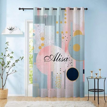 Modern Pastel Geomatrical Pattern Abstract Customized Photo Printed Curtain
