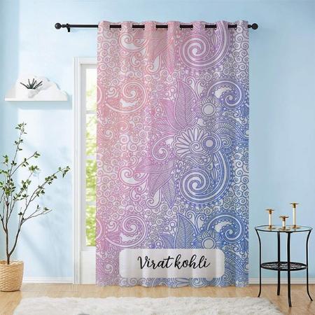 Pink Blue Mandala Pattern Customized Photo Printed Curtain