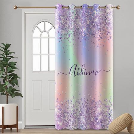 Purple Pink Glitter Design Customized Photo Printed Curtain