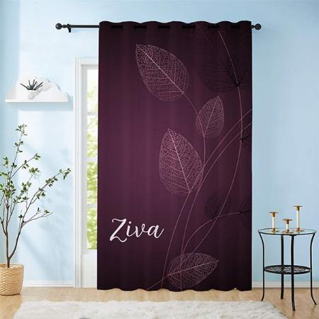 Purple Leaves Pattern Design Customized Photo Printed Curtain