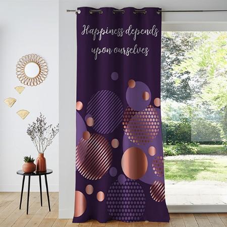 Purple Gold Circles Pattern Design Customized Photo Printed Curtain