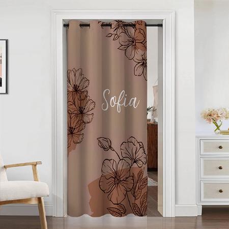Brown Floral Design Customized Photo Printed Curtain