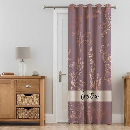 Golden Floral Pattern Design Customized Photo Printed Curtain