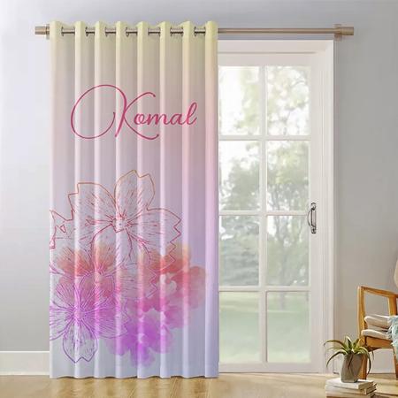Pink Floral Design Customized Photo Printed Curtain