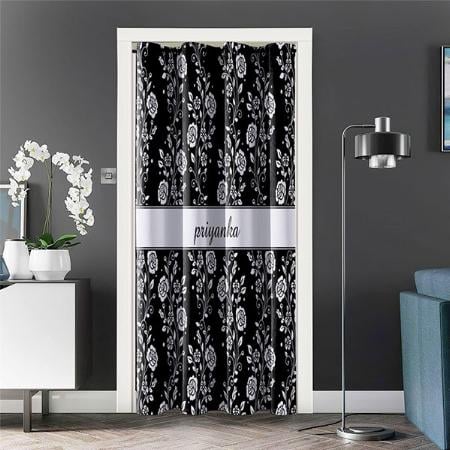 Rose Flowers Floral Pattern Black & White Customized Photo Printed Curtain