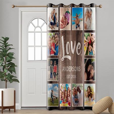 Photo Collage Rustic Design Customized Photo Printed Curtain