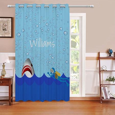 Under The Sea shark Design Customized Photo Printed Curtain