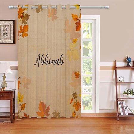 Autumn Leaves Gold Red Falling Maple Customized Photo Printed Curtain