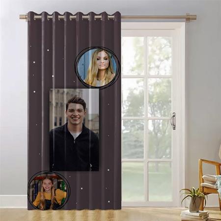 Three Photo Customized Photo Printed Curtain