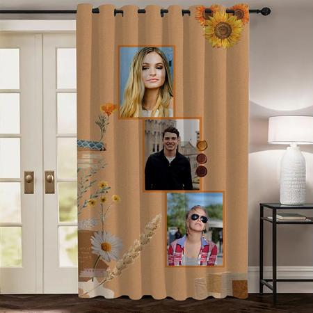 Photo Collage with Flower Customized Photo Printed Curtain