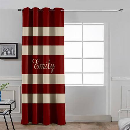 Modern Red And White Stripe Customized Photo Printed Curtain