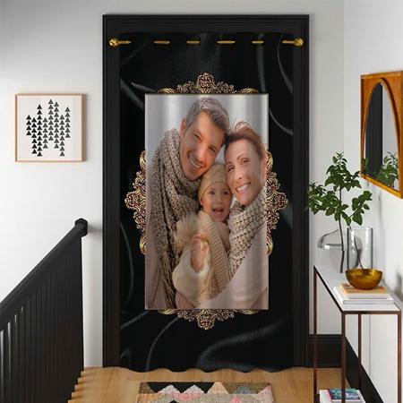 Black Photo Frame Customized Photo Printed Curtain