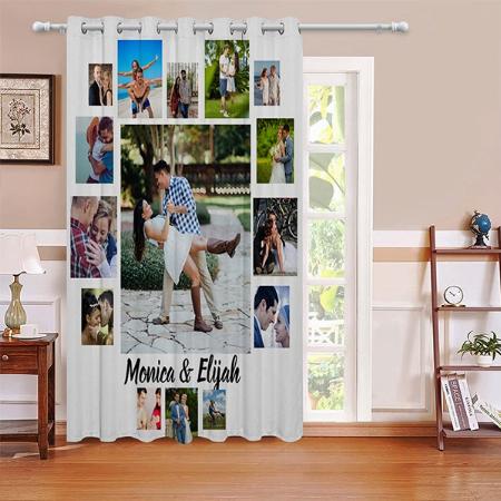 Wedding Anniversary 15 Photo Collage Customized Photo Printed Curtain