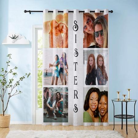 Modern Sisters 6 Photo Collage Customized Photo Printed Curtain