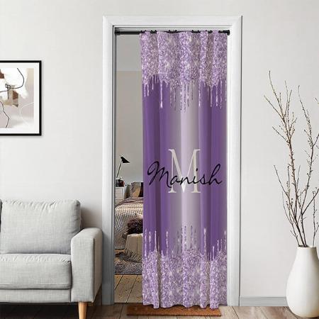Violet Purple Dripping Glitter Metallic Customized Photo Printed Curtain
