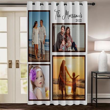 Modern Family Travel Photo Collage Customized Photo Printed Curtain