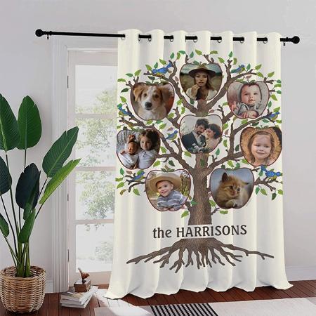 Family Tree Photo Collage Customized Photo Printed Curtain