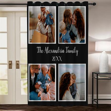 Family 4 Photo Collage Customized Photo Printed Curtain