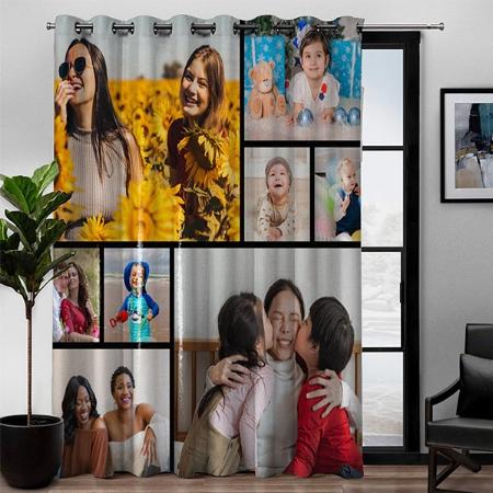 Multiple Family Photo Collage Customized Photo Printed Curtain