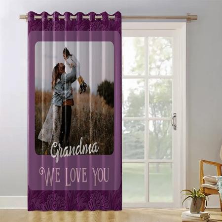 Purple Floral Design Customized Photo Printed Curtain