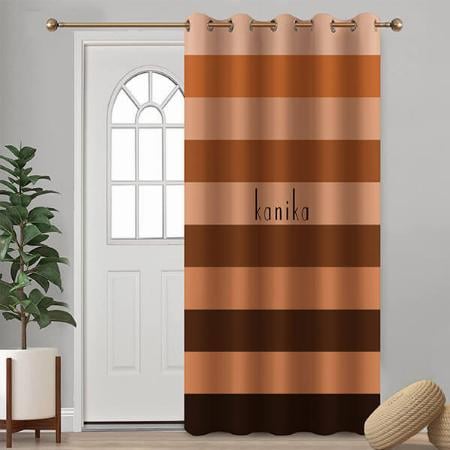 Brown Beige Striped Pattern Customized Photo Printed Curtain