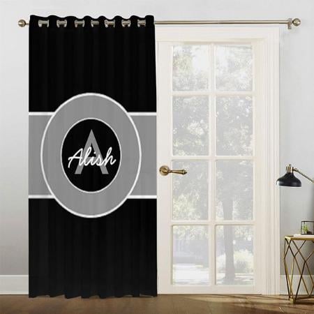 Black Grey Monogram Customized Photo Printed Curtain