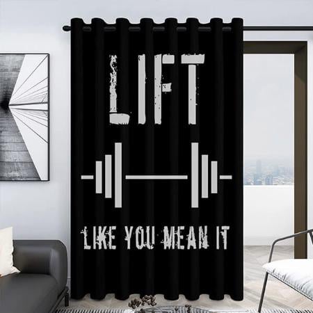 Black Weightlifting Fitness Gym Design Customized Photo Printed Curtain