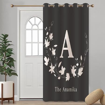 Classic Monogram Name Black White Floral Wreath Customized Photo Printed Curtain