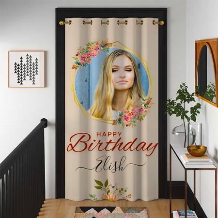Birthday Design with Photo Customized Photo Printed Curtain