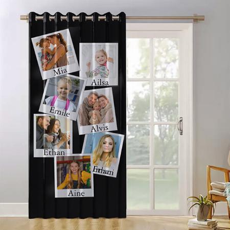 Black Photo Collage Customized Photo Printed Curtain