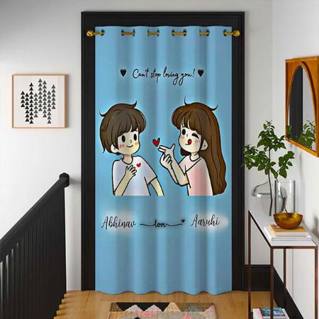 Cute Couple Design Customized Photo Printed Curtain