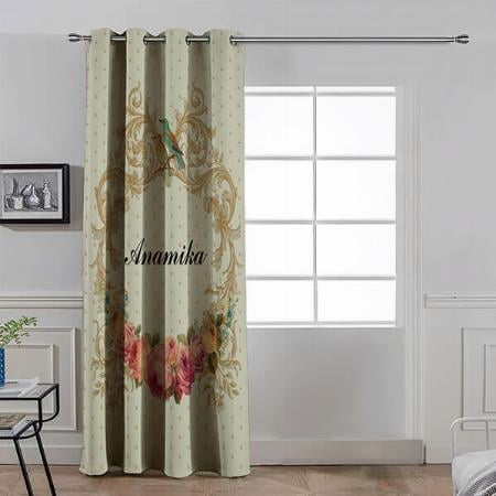 Elegant Antique Floral Design Customized Photo Printed Curtain